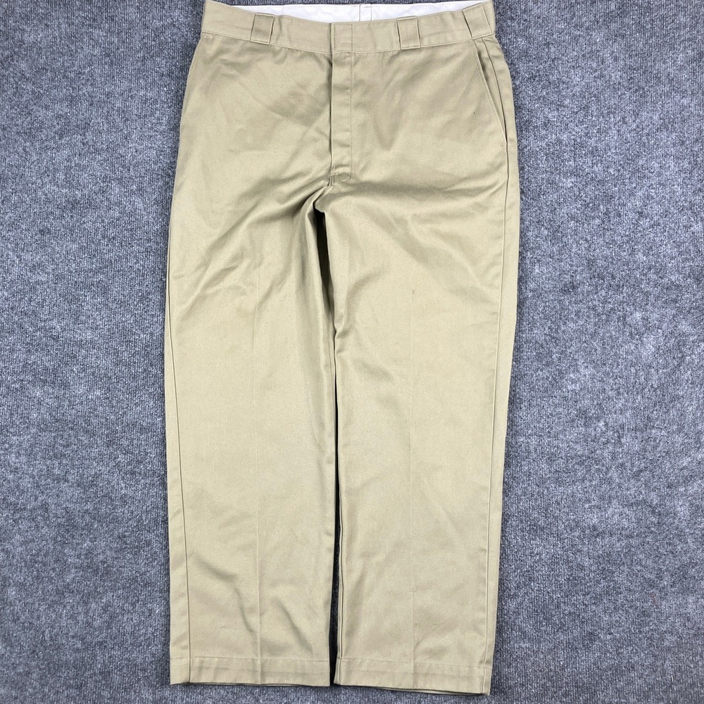 Dickies Pants Mens 38x30 Khaki Beige Workwear Classic Fit Durable Uniform